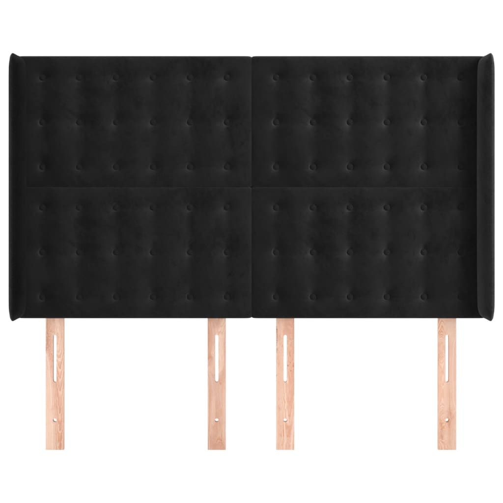 Testiera ad Orecchio-Testata con Orecchie Nera 147x16x118/128 cm in Velluto 171744