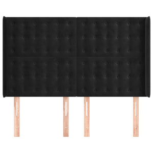 Testiera ad Orecchio-Testata con Orecchie Nera 147x16x118/128 cm in Velluto 171744