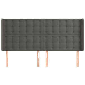 Testiera ad Orecchio-Testata con Orecchie GrigioScuro 183x16x118/128 cm in Velluto 225501