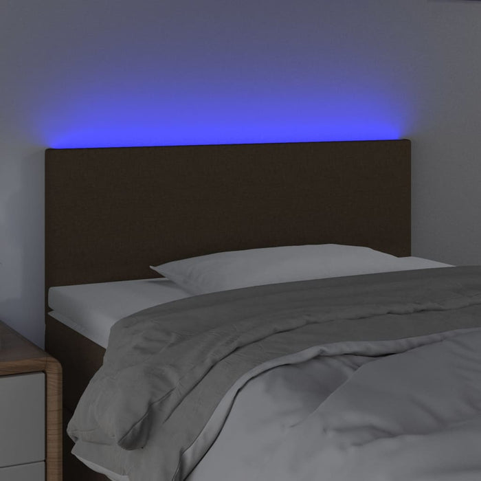 Testiera a LED-Testata con LED Marrone Scuro 100x5x78/88 cm in Tessuto 141937