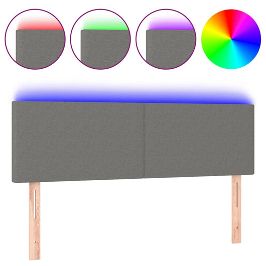 Testiera a LED-Testata con LED Grigio Scuro 144x5x78/88 cm in Tessuto 365960