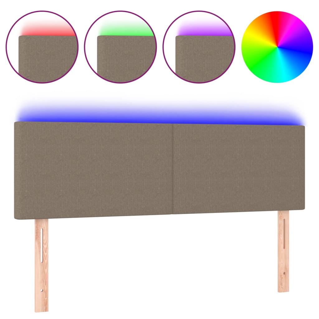 Testiera a LED-Testata con LED Tortora 144x5x78/88 cm in Tessuto 809508