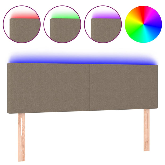 Testiera a LED-Testata con LED Tortora 144x5x78/88 cm in Tessuto 809508