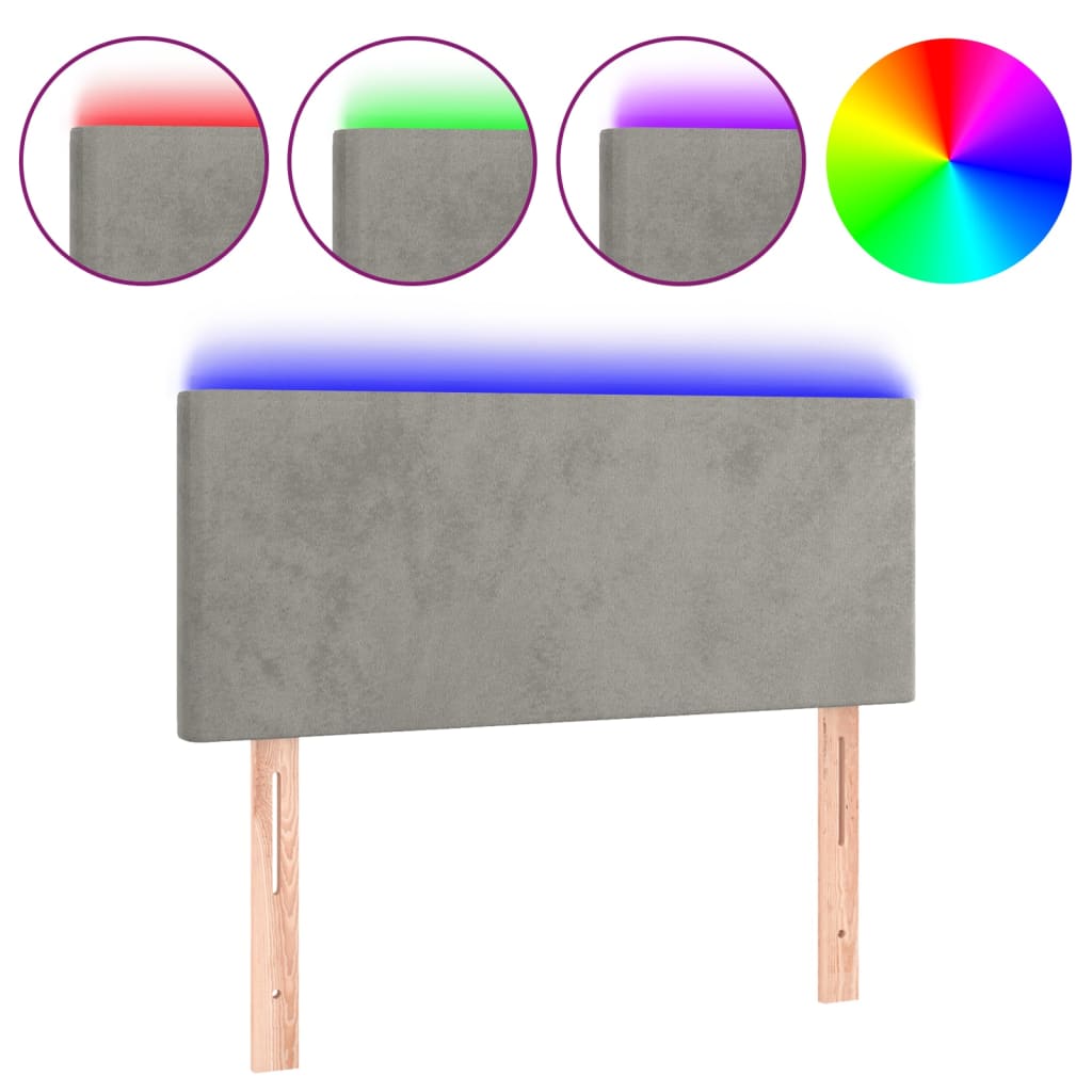 Testiera a LED-Testata con LED Grigio Chiaro 90x5x78/88 cm in Velluto 548552