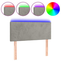 Testiera a LED-Testata con LED Grigio Chiaro 90x5x78/88 cm in Velluto 548552