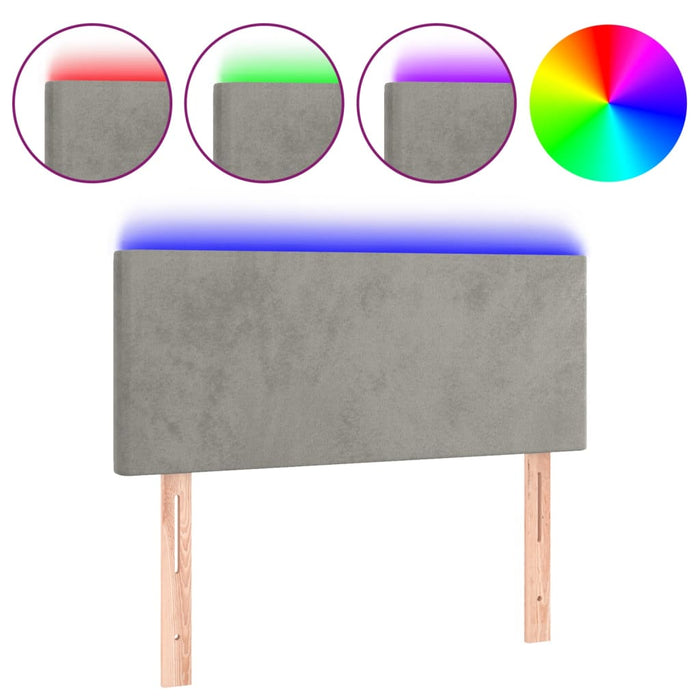 Testiera a LED-Testata con LED Grigio Chiaro 90x5x78/88 cm in Velluto 548552