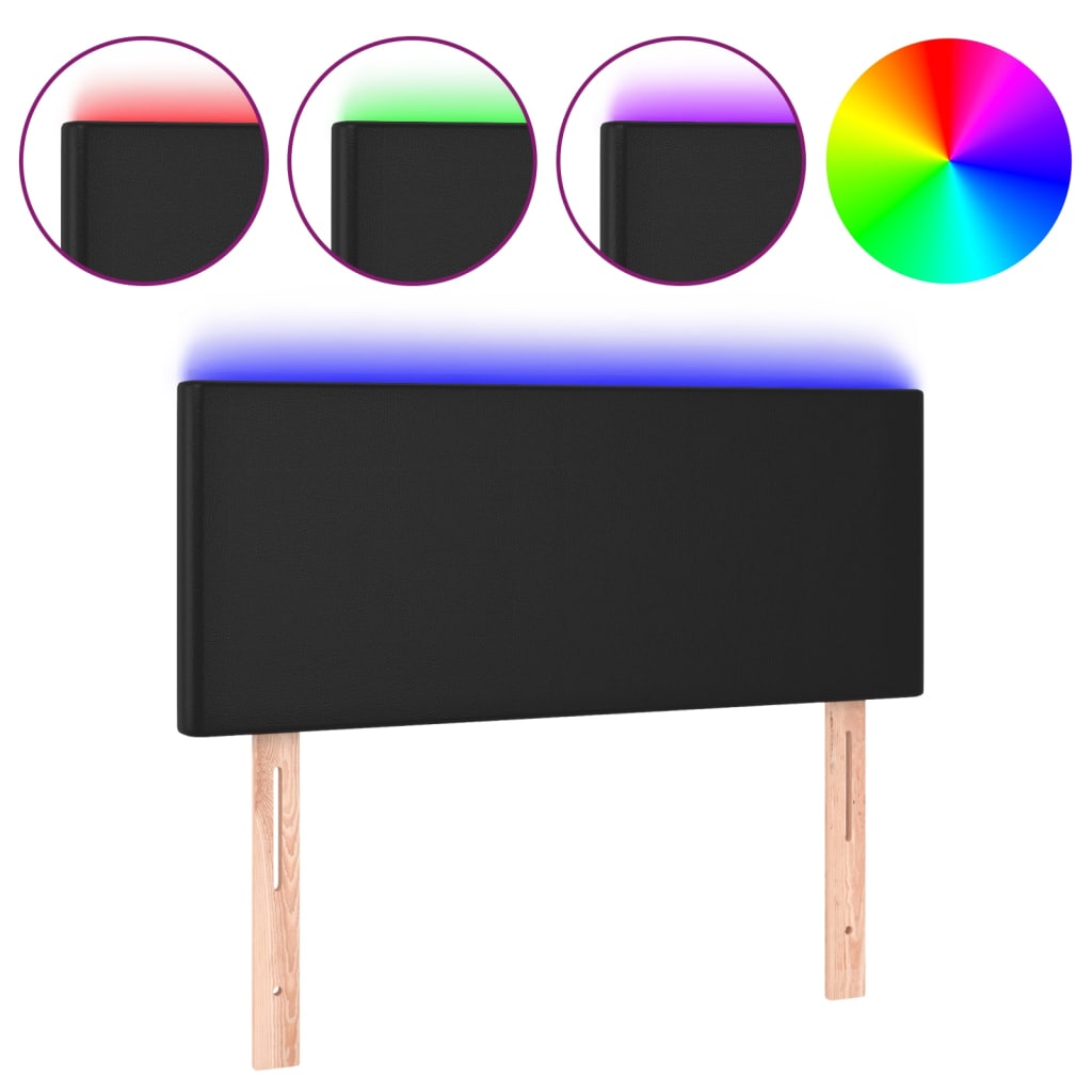 Testiera-Testata-Testiera Decorativa Nero a LED 90x5x78/88 cm in Similpelle 288377