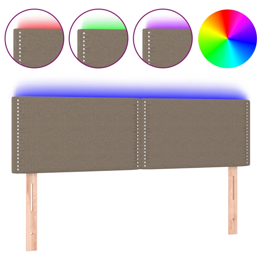 Testiera a LED Tortora 144x5x78/88 cm in Tessuto