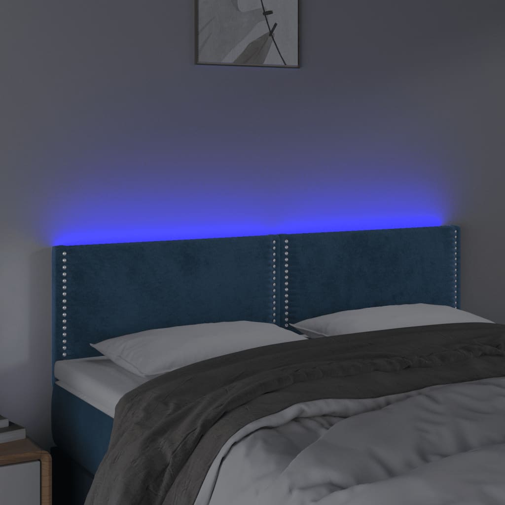 Testiera a LED Blu Scuro 144x5x78/88 cm in Velluto 3121524