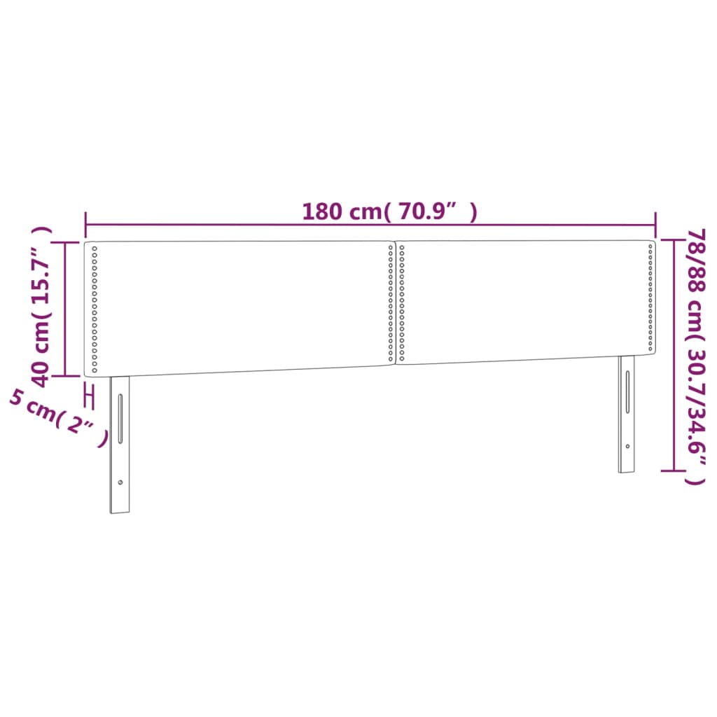Testiera a LED-Testata con LED Grigio Scuro 180x5x78/88 cm in Velluto 106695