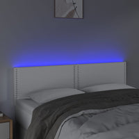 Testiera Bianca a LED 144x5x78/88 cm in Similpelle 3121563