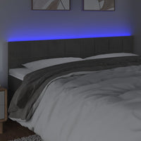 Testiera a LED-Testata con LED Grigio Scuro 180x5x78/88 cm in Velluto 681728