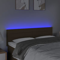 Testiera a LED-Testata con LED Marrone Scuro 144x5x78/88 cm in Tessuto 823185