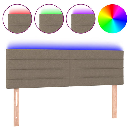 Testiera a LED-Testata con LED Tortora 144x5x78/88 cm in Tessuto 960409