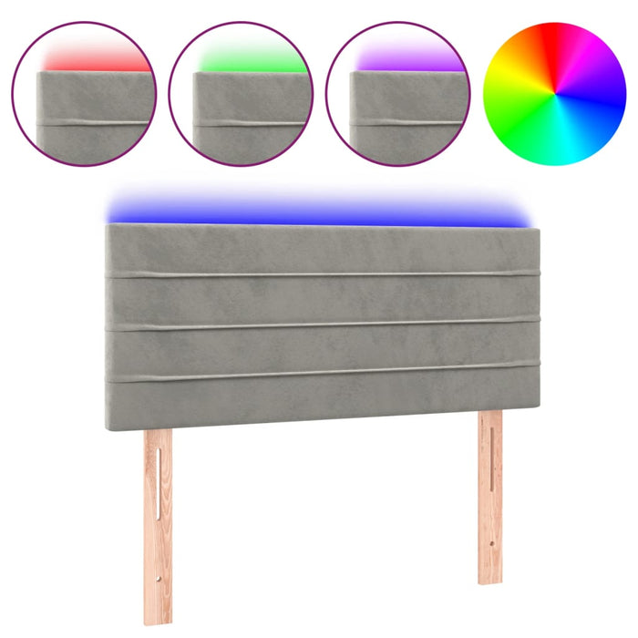 Testiera a LED-Testata con LED Grigio Chiaro 100x5x78/88 cm in Velluto 793762