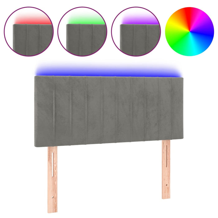 Testiera a LED-Testata con LED Grigio Chiaro 80x5x78/88 cm in Velluto 281683