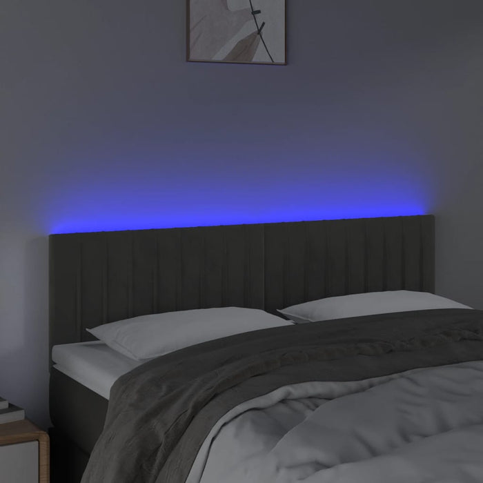 Testiera a LED-Testata con LED Grigio Scuro 144x5x78/88 cm in Velluto 305745