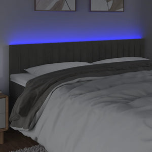 Testiera a LED-Testata con LED Grigio Scuro 160x5x78/88 cm in Velluto 698827