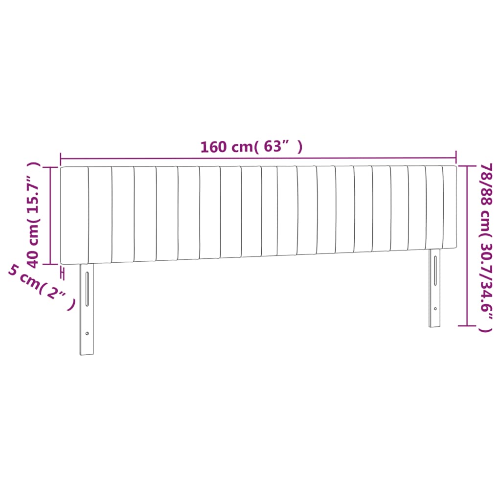 Testiera a LED-Testata con LED Grigio Scuro 160x5x78/88 cm in Velluto 698827