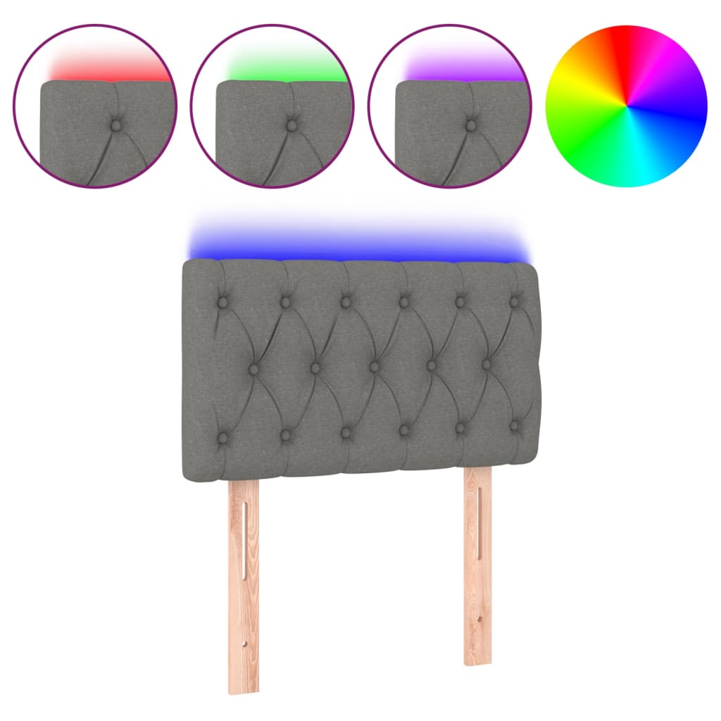 Testiera a LED-Testata con LED Grigio Scuro 80x7x78/88 cm in Tessuto