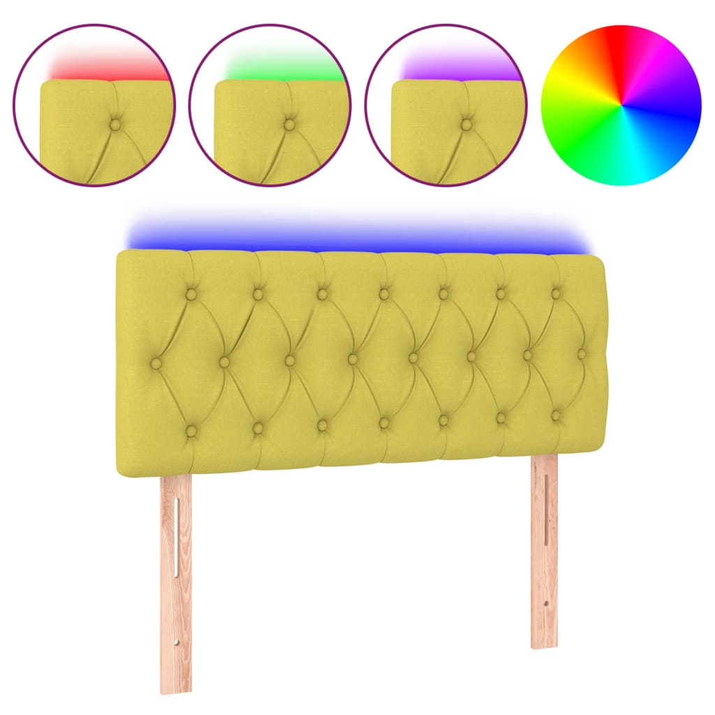 Testiera a LED Verde 100x7x78/88 cm in Tessuto 3121945