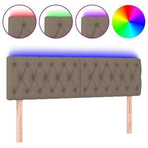 Testiera a LED-Testata con LED Tortora 144x7x78/88 cm in Tessuto