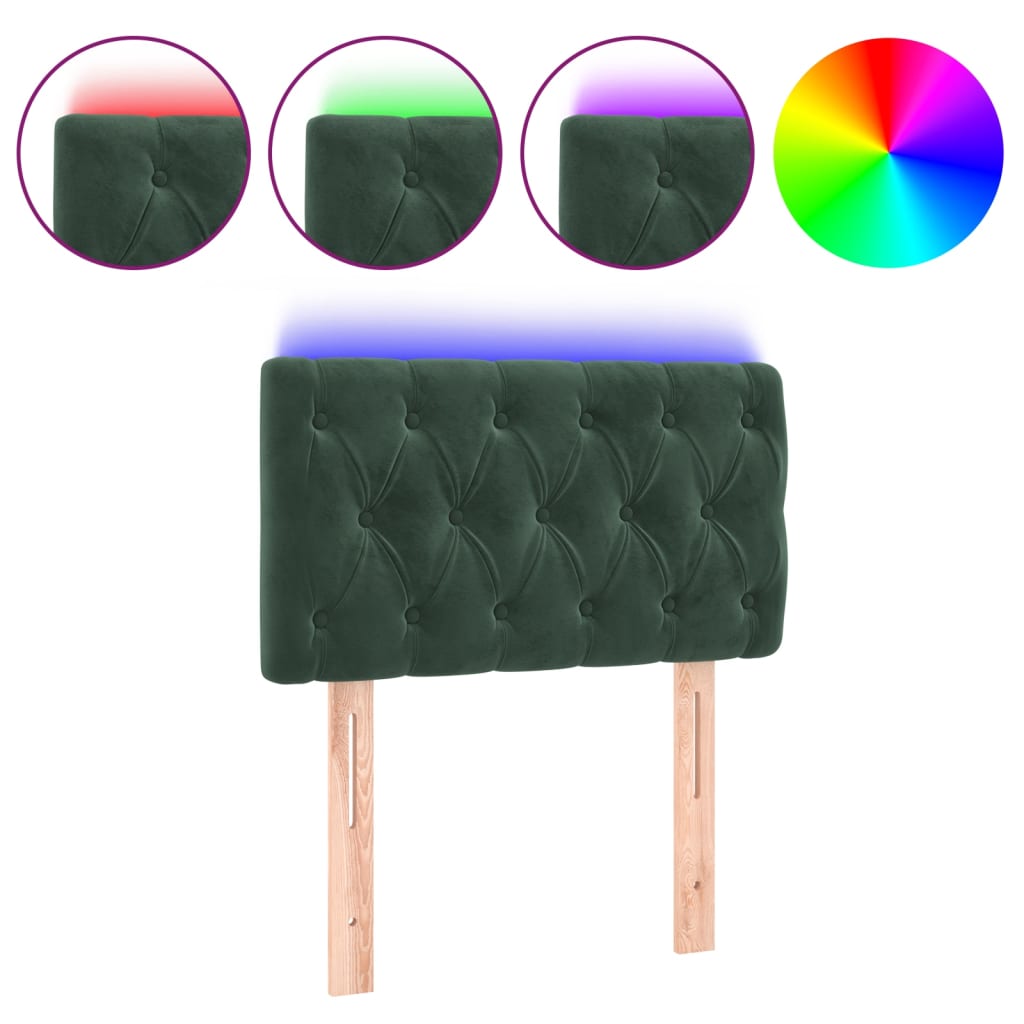 Testiera a LED-Testata con LED Verde Scuro 80x7x78/88 cm in Velluto