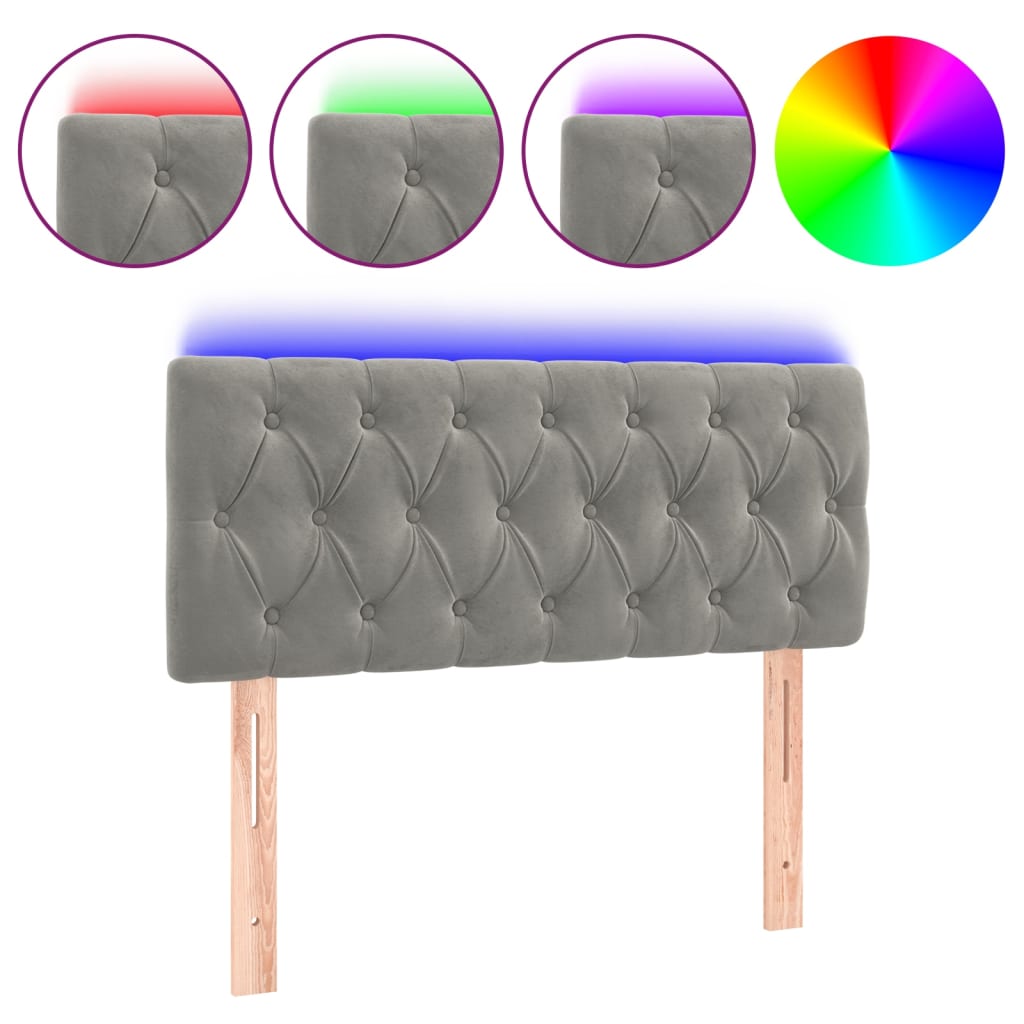 Testiera a LED Grigio Chiaro 90x7x78/88 cm in Velluto 3121984