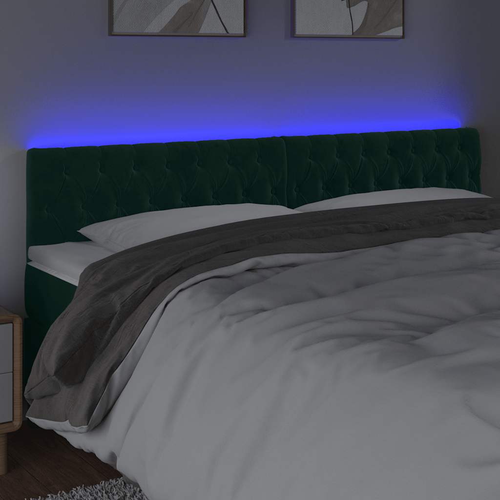 Testiera a LED Verde Scuro 180x7x78/88 cm in Velluto 3122011