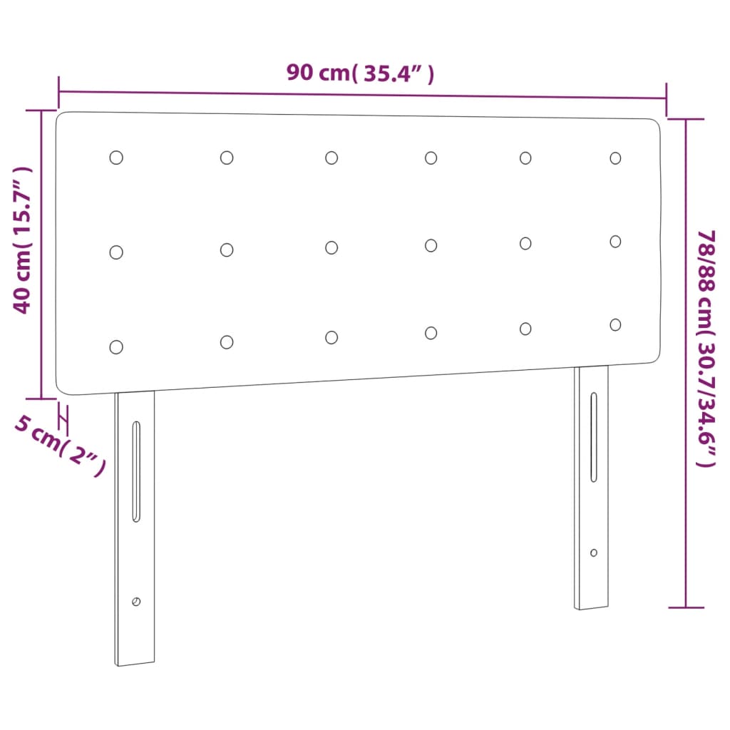 Testiera a LED Rosa 90x5x78/88 cm in Tessuto 3122087
