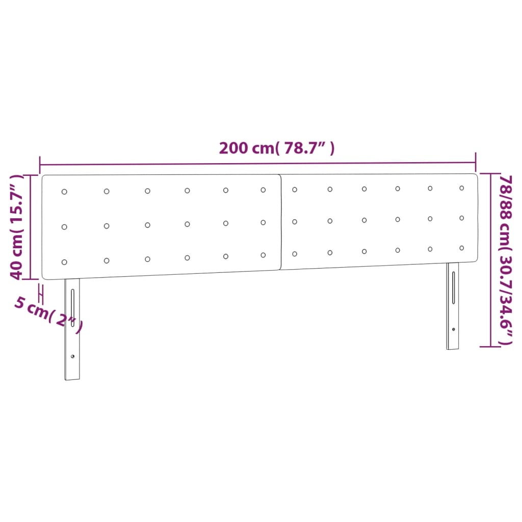 Testiera a LED-Testata con LED Grigio Scuro 200x5x78/88 cm in Velluto 252543