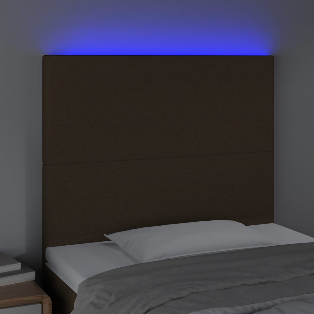 Testiera a LED-Testata con LED Marrone Scuro 80x5x118/128 cm in Tessuto 251906