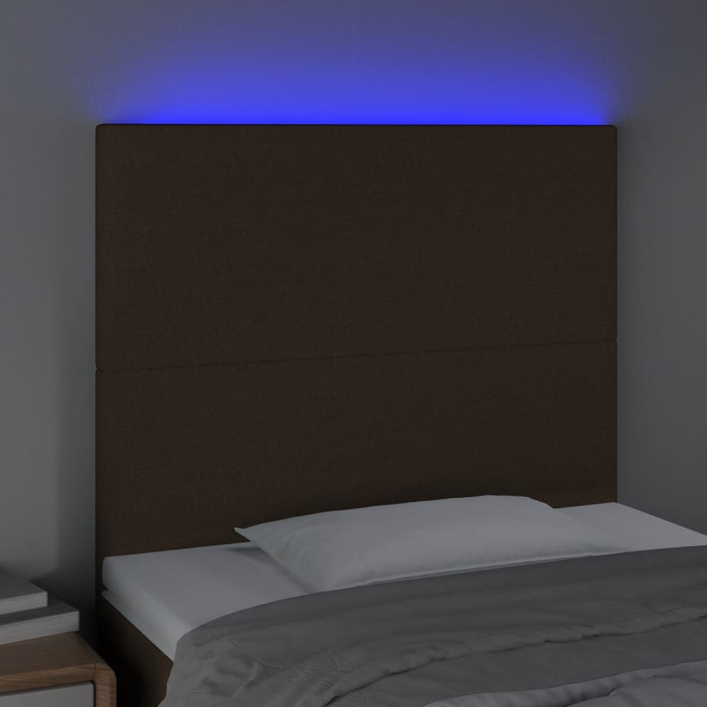 Testiera a LED-Testata con LED Marrone Scuro 100x5x118/128 cm in Tessuto 559433