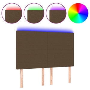 Testiera a LED-Testata con LED Marrone Scuro 144x5x118/128 cm in Tessuto 821194