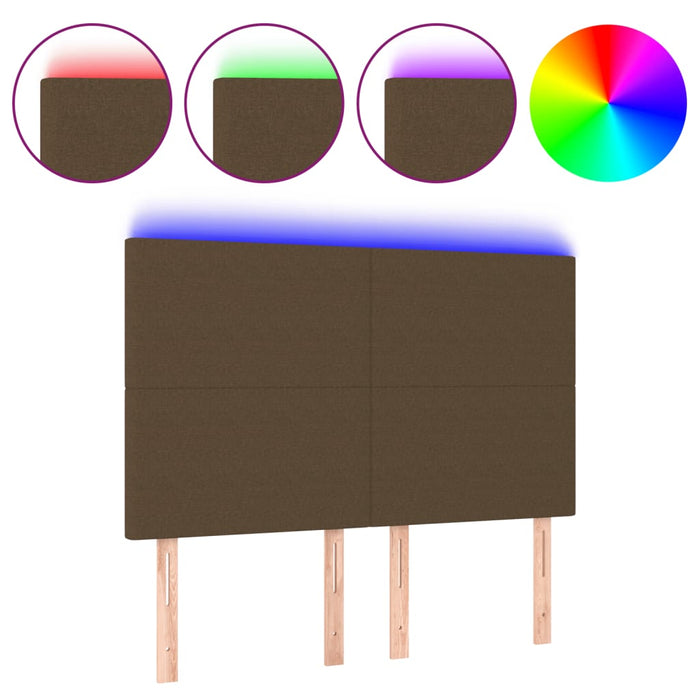 Testiera a LED-Testata con LED Marrone Scuro 144x5x118/128 cm in Tessuto 821194