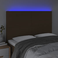 Testiera a LED-Testata con LED Marrone Scuro 144x5x118/128 cm in Tessuto 821194