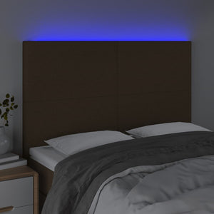 Testiera a LED-Testata con LED Marrone Scuro 144x5x118/128 cm in Tessuto 821194