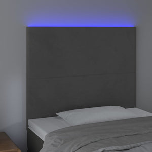 Testiera a LED-Testata con LED Grigio Scuro 80x5x118/128 cm in Velluto 397380