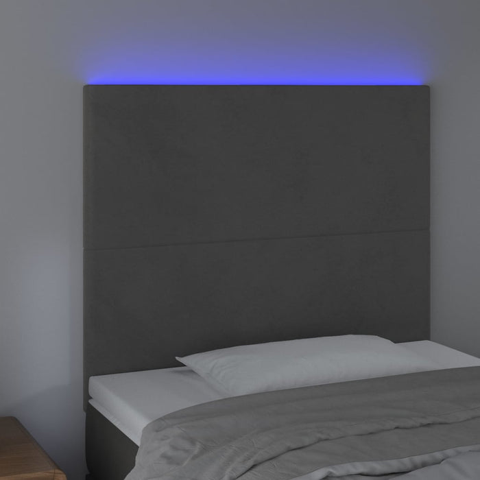 Testiera a LED-Testata con LED Grigio Scuro 80x5x118/128 cm in Velluto 397380