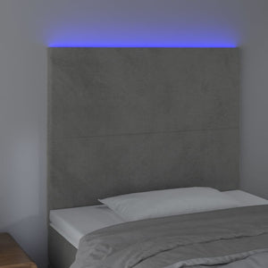 Testiera a LED Grigio Chiaro 90x5x118/128 cm in Velluto 3122180