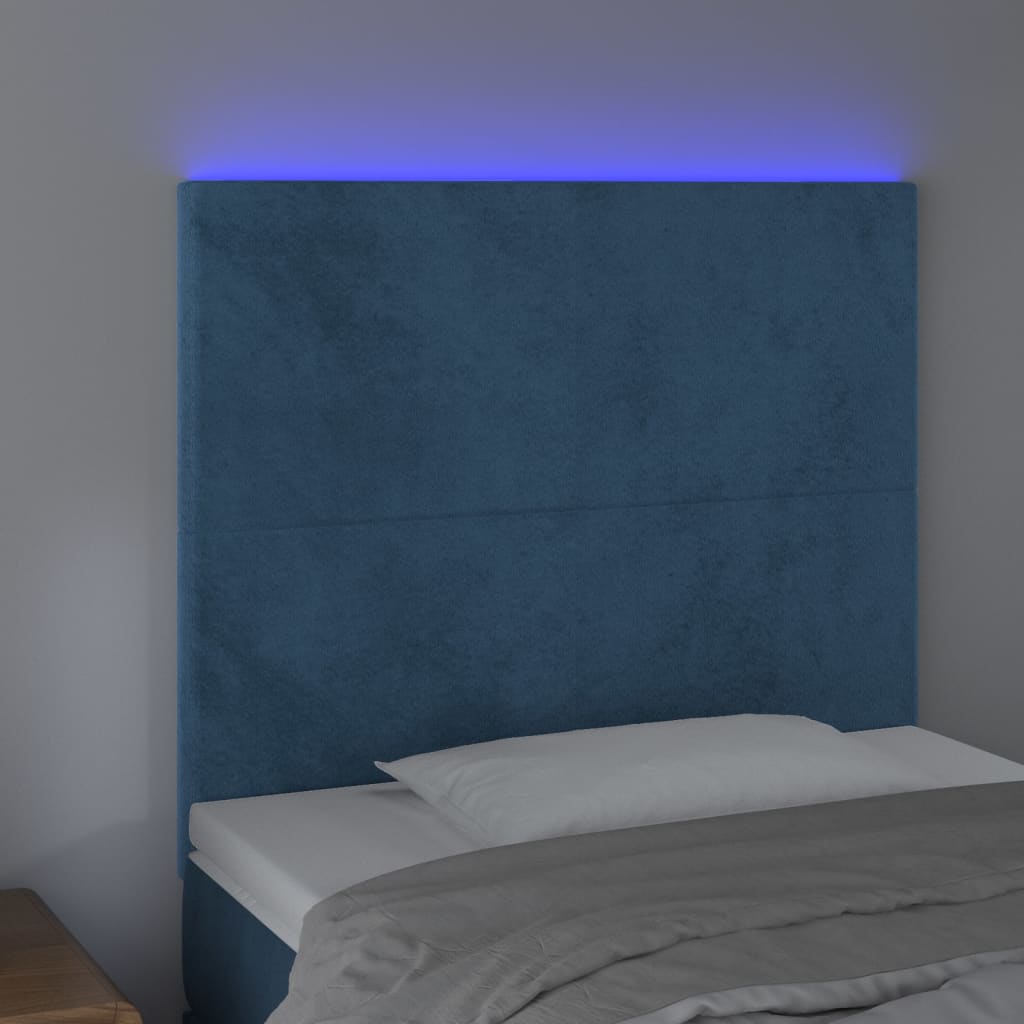 Testiera a LED Blu Scuro 90x5x118/128 cm in Velluto 3122184