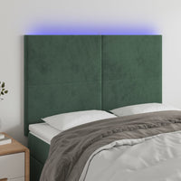 Testiera a LED-Testata con LED Verde Scuro 144x5x118/128cm in Velluto 597491