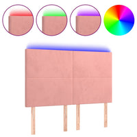 Testiera a LED Rosa 144x5x118/128 cm in Velluto 3122197