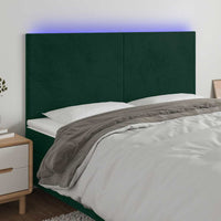 Testiera a LED Verde Scuro 160x5x118/128cm in Velluto 3122201