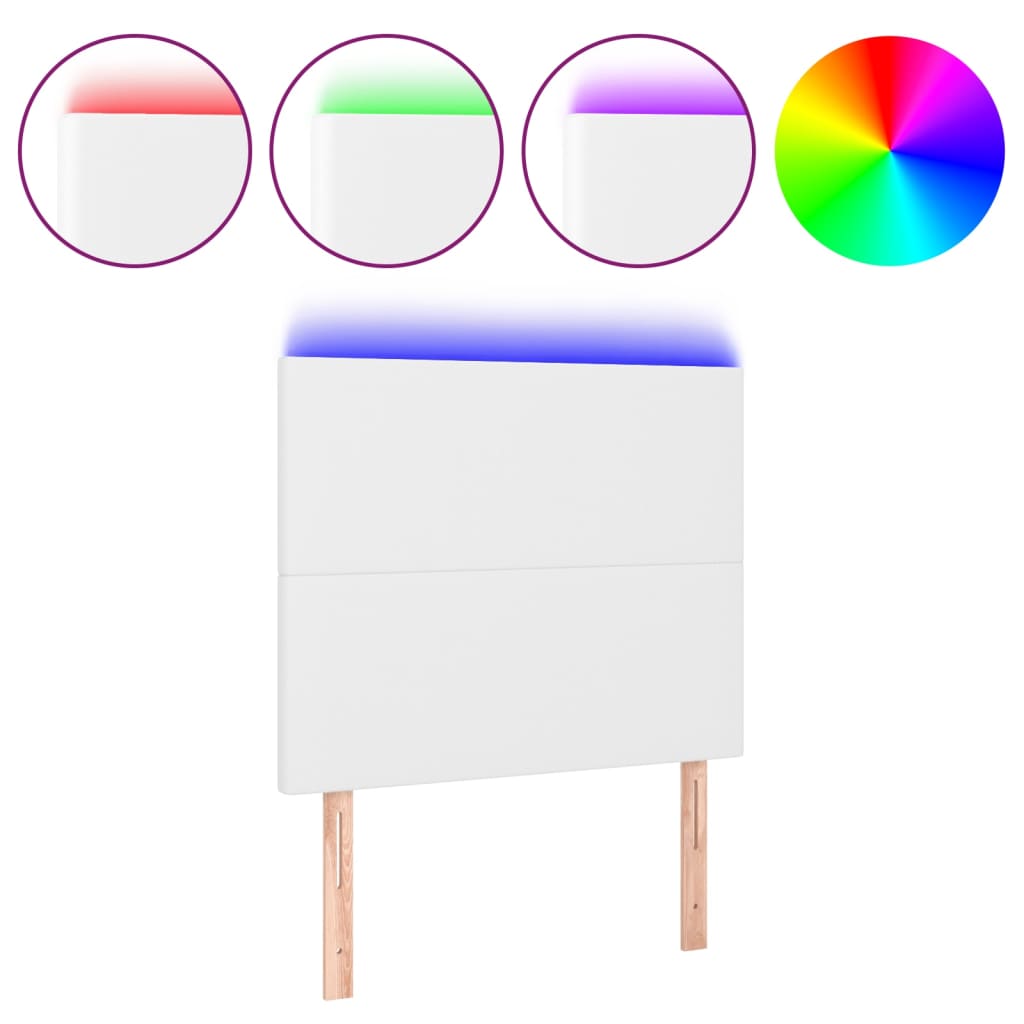 Testiera a LED Bianco 80x5x118/128 cm in Similpelle 3122217