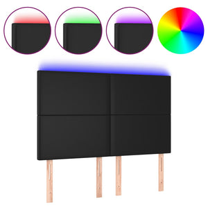 Testiera a LED Nera 144x5x118/128 cm in Similpelle 3122234