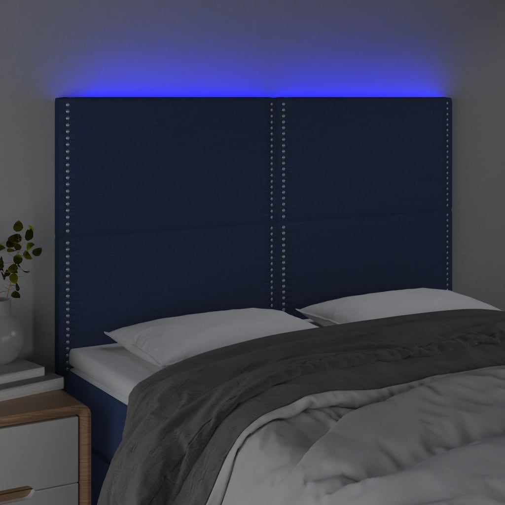 Testiera a LED Blu 144x5x118/128 cm in Tessuto 3122288