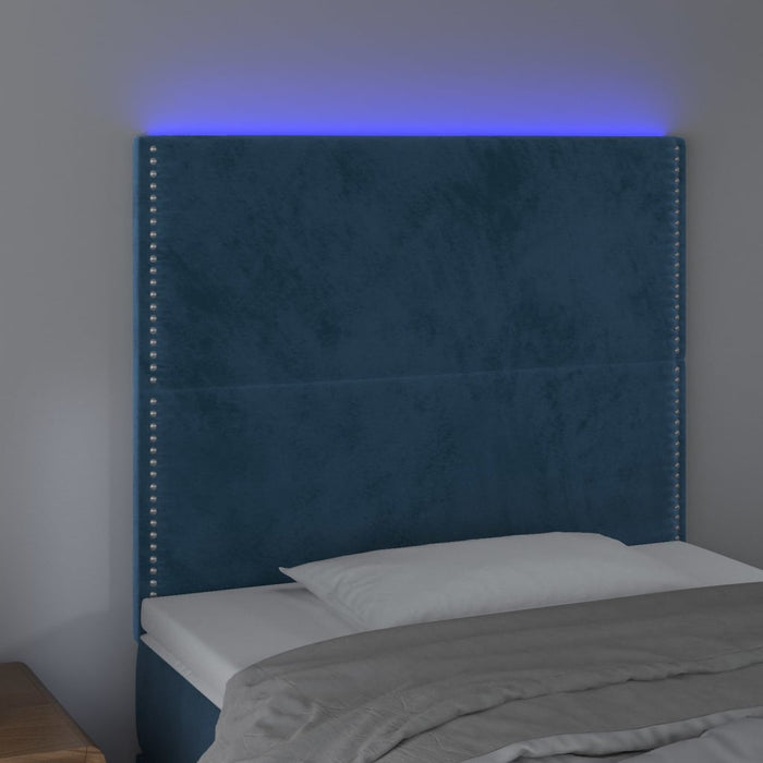 Testiera a LED Blu Scuro 90x5x118/128 cm in Velluto 3122324