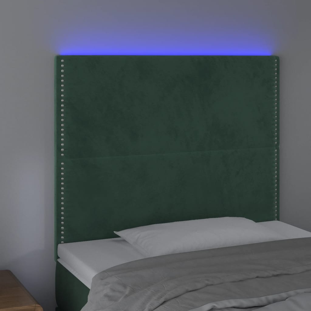 Testiera a LED-Testata con LED Verde Scuro 100x5x118/128cm in Velluto 972494