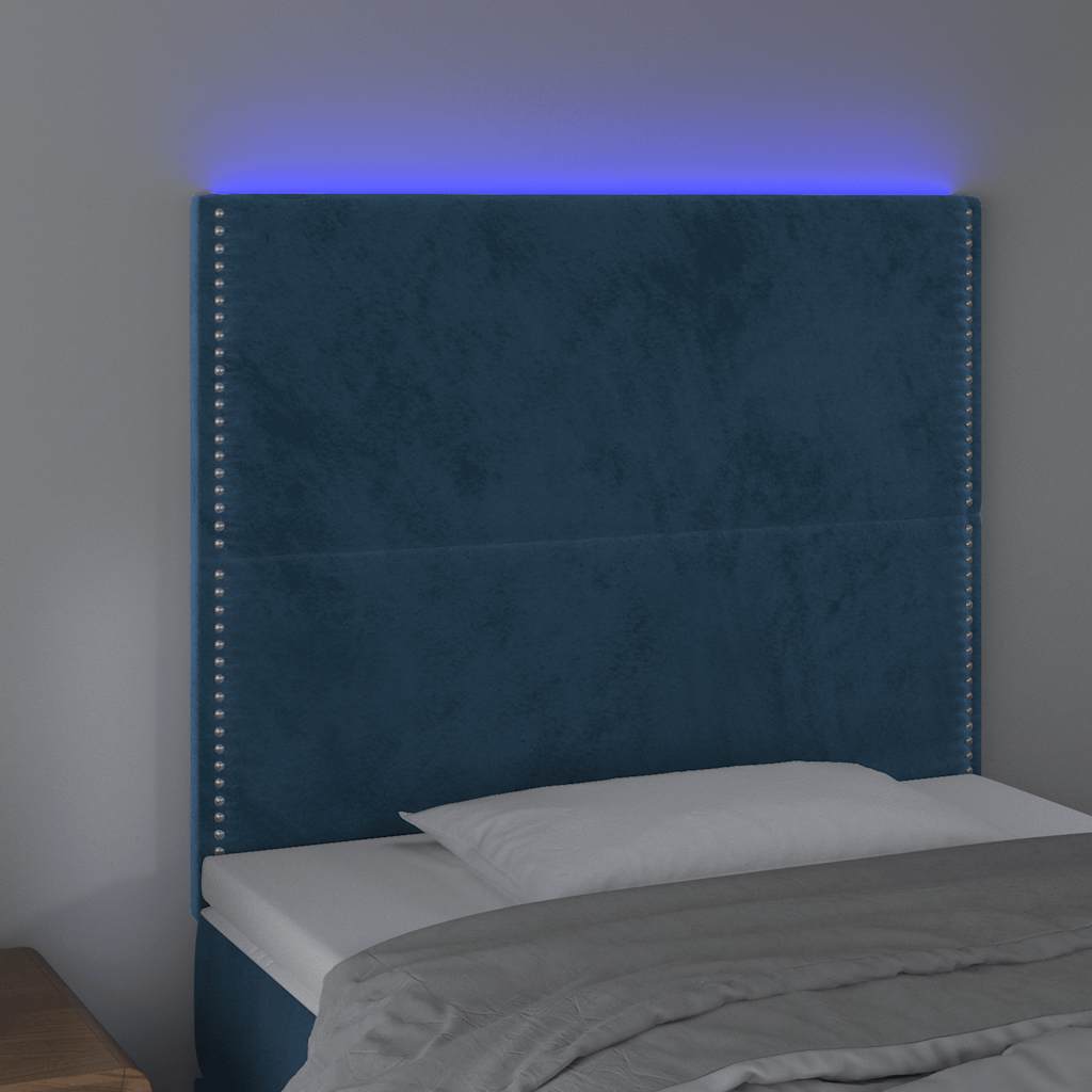 Testiera a LED Blu Scuro 100x5x118/128 cm in Velluto 3122330